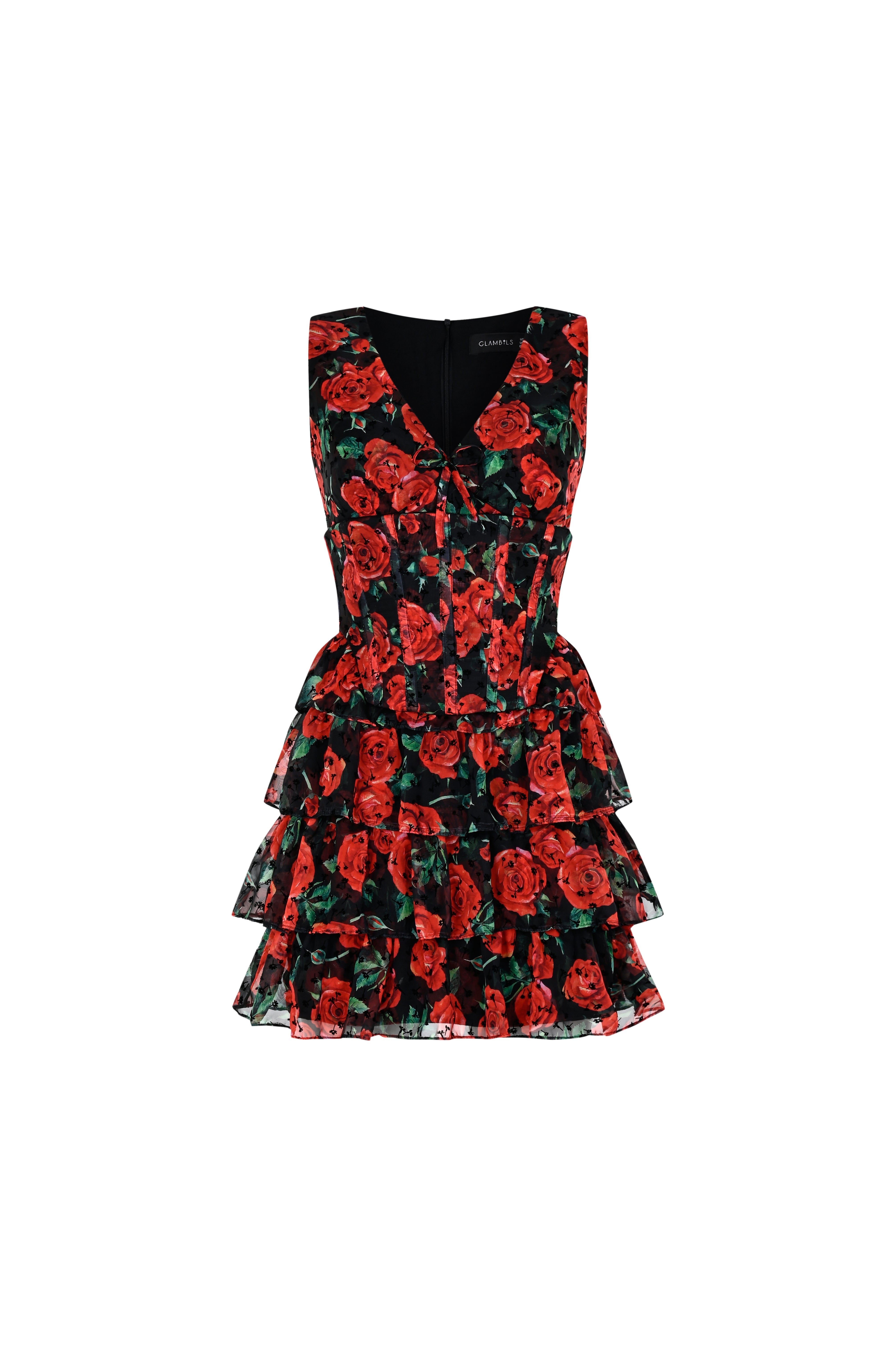 Sleevles Red Fleur Dress