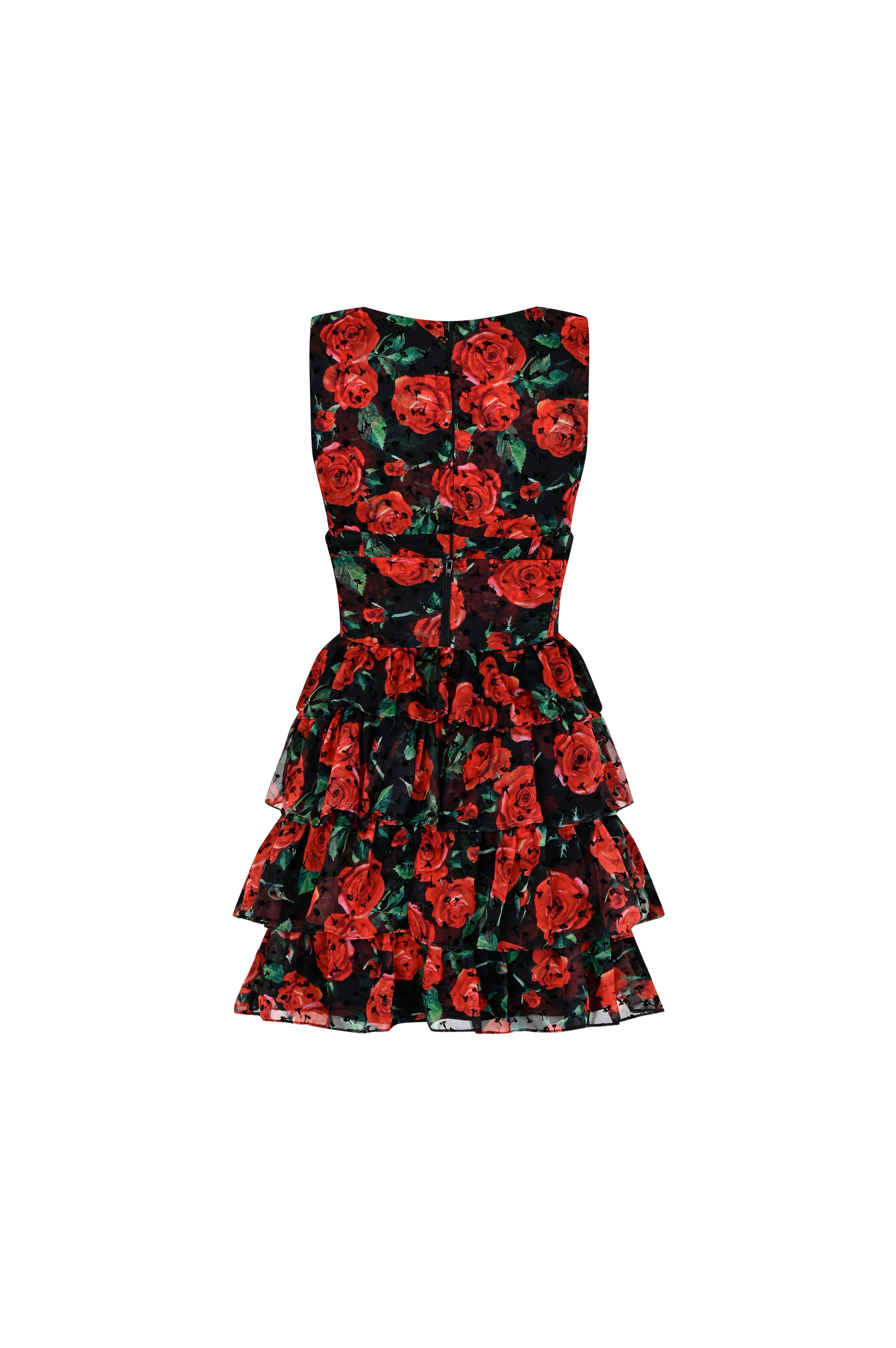 Sleevles Red Fleur Dress