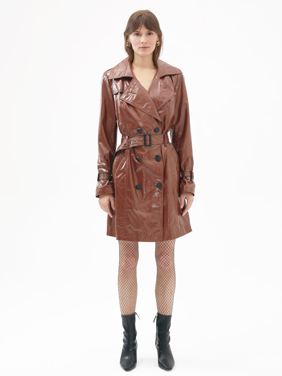 Kadın Dış Giyim Deri İçi Astarlı Trench Brown Yohanna Trench Coat